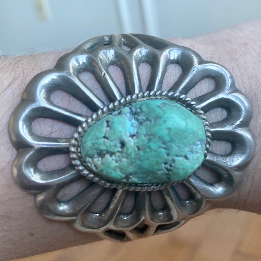 Navajo Sterling Silver Turquoise Cuff Bracelet